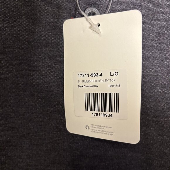 Roots 73 Mens Riverrock Henley Top Dark Charcoal Long Sleeve Large - Picture 3 of 10